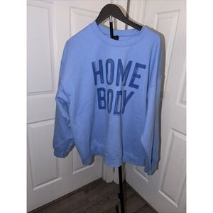 Home Body Oversized Blue Crewneck Sweatshirt